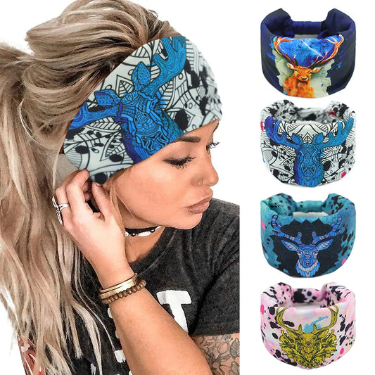 Unisex Elegant Modern Style Simple Style Digital Printing Elk Rayon Fabric Knit Printing Handmade Hair Band