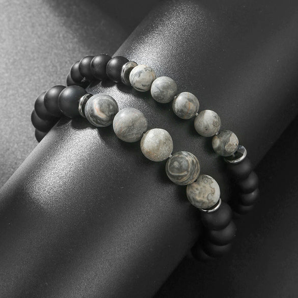 Unisex Exotic Round Stone Bead Bracelet