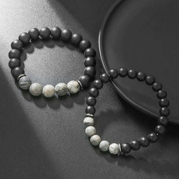 Unisex Exotic Round Stone Bead Bracelet