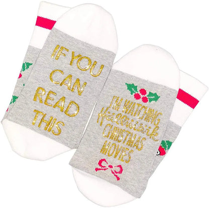 Unisex Fashion Christmas Tree Letter Star Cotton Printing Crew Socks