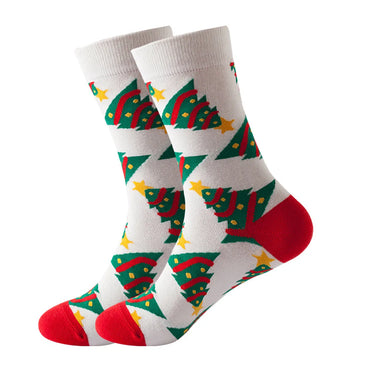 Unisex Fashion Christmas Tree Snowflake Cotton Jacquard Crew Socks