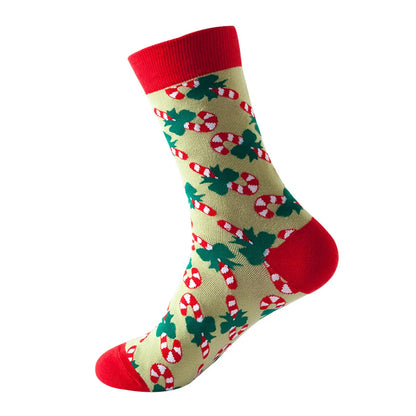 Unisex Fashion Christmas Tree Snowflake Cotton Jacquard Crew Socks