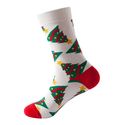 Unisex Fashion Christmas Tree Snowflake Cotton Jacquard Crew Socks