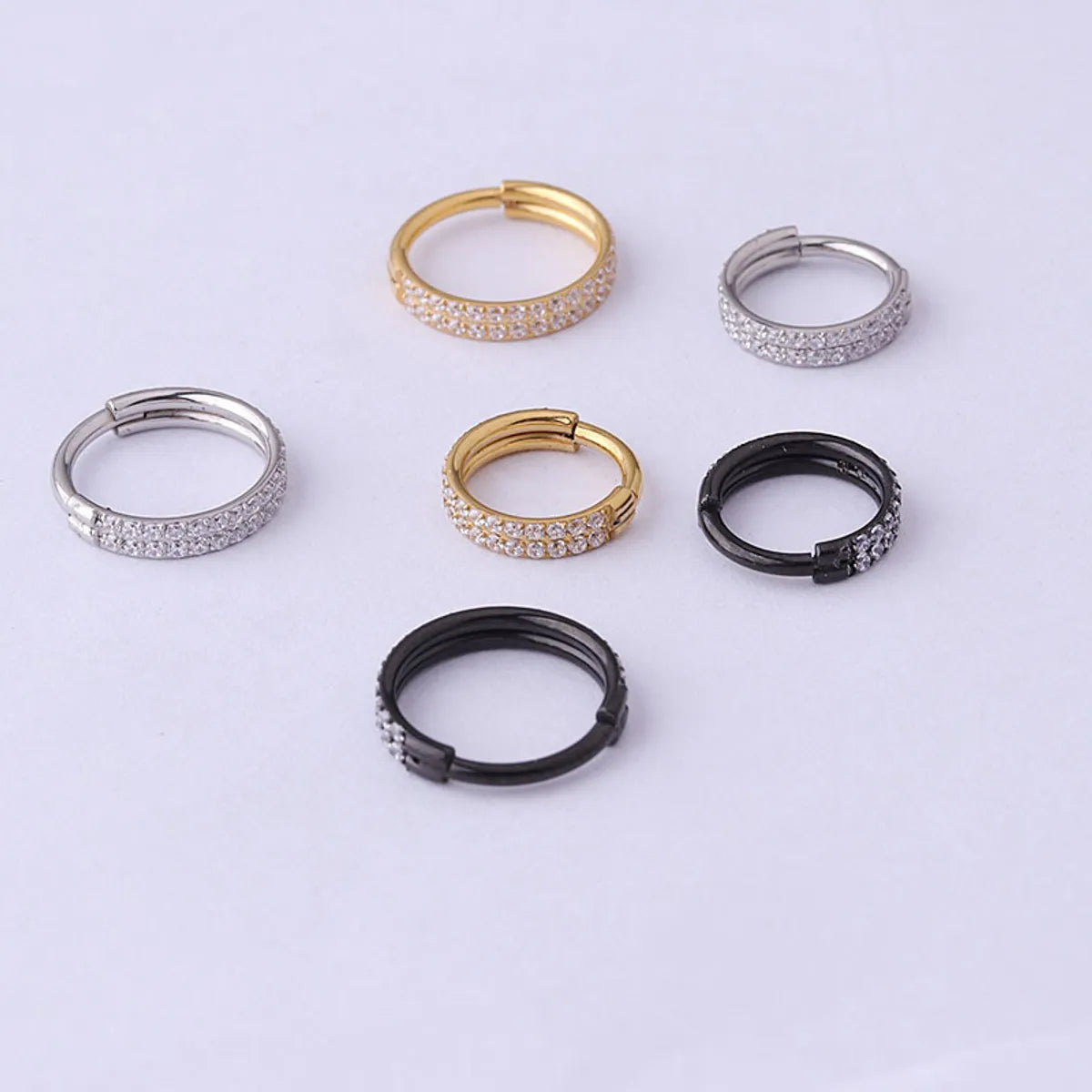 Unisex Fashion Circle Stainless Steel Metal Nose Ring Plating Inlay Zircon