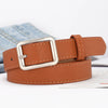 Unisex Fashion Imitation Leather Belt With Rectangle Alloy Pin Buckle All Match Decorative Black