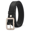 Unisex Fashion Imitation Leather Belt With Rectangle Alloy Pin Buckle All Match Decorative Black