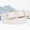 Unisex Fashion Imitation Leather Belt With Rectangle Alloy Pin Buckle All Match Decorative Black