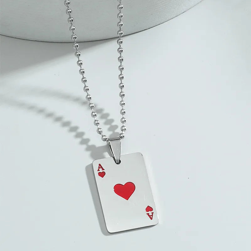 Wholesale Jewelry Fashion Poker Stainless Steel No Inlaid Polishing Necklace