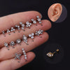 Ear Cartilage Rings & Studs Fashion Round 316 Stainless Steel  Plating Inlay Zircon