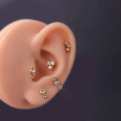 Ear Cartilage Rings & Studs Fashion Round 316 Stainless Steel  Plating Inlay Zircon