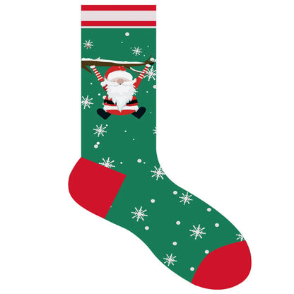 Unisex Fashion Santa Claus Snowman Cotton Jacquard Crew Socks