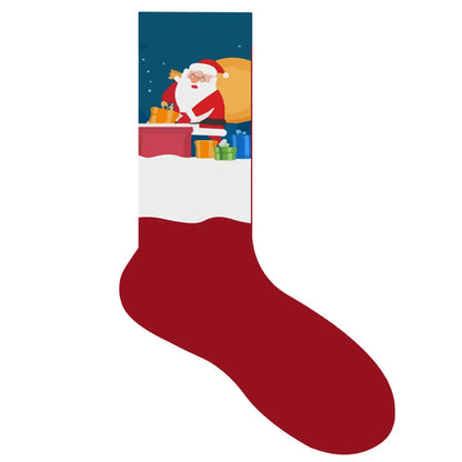 Unisex Fashion Santa Claus Snowman Cotton Jacquard Crew Socks