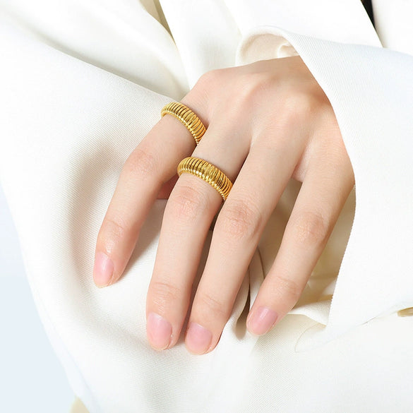 Unisex Fashion Street Style Spiral Pattern Snake Ring In Titanium Steel With Electroplating