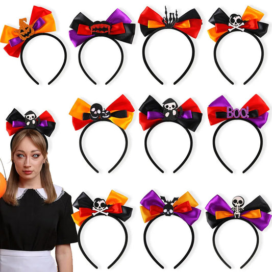 Unisex Funny Letter Bow Knot Skull Plastic Hair Band