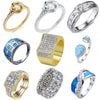 Unisex Geometric Blue Cross Alloy Ring With Electroplated Diamond Accents Fashion Jewelry
