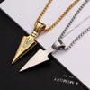 Unisex Geometric Bow And Arrow Triangle Arrowhead Pendant Necklace With Alloy Box Chain And Electroplated Finish