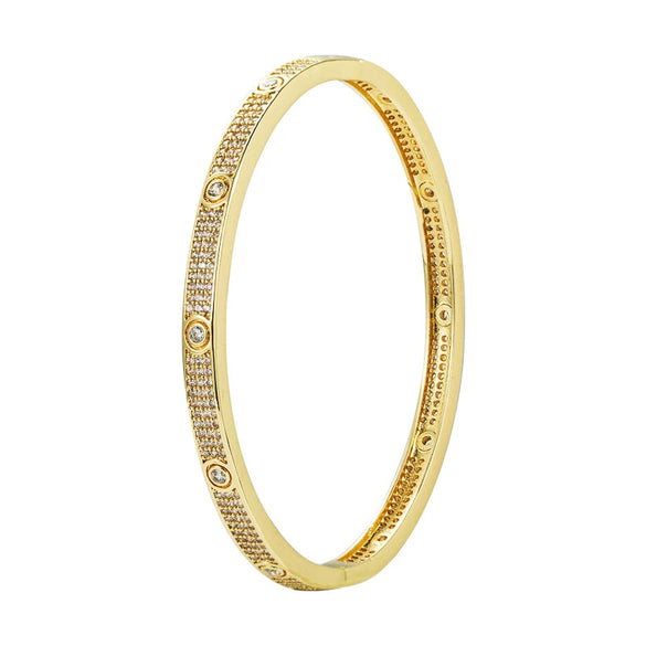 Unisex Geometric Buckle Bracelet In Copper With Gold Plating And Microinlaid Zircon Fashion Jewelry