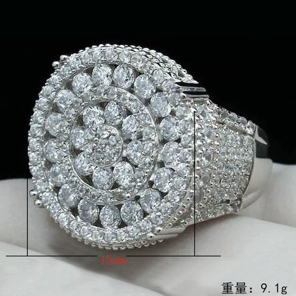 Unisex Geometric Copper Ring With Microencrusted Diamond Detail And Electroplated Finish Highend Fashion Jewelry Wholesale