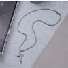 Unisex Geometric Cross Necklace With Diamond Detail Zinc Alloy Pendant And Titanium Steel Twist Chain Minimalist Jewelry For Men And Women