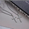 Unisex Geometric Cross Necklace With Diamond Detail Zinc Alloy Pendant And Titanium Steel Twist Chain Minimalist Jewelry For Men And Women