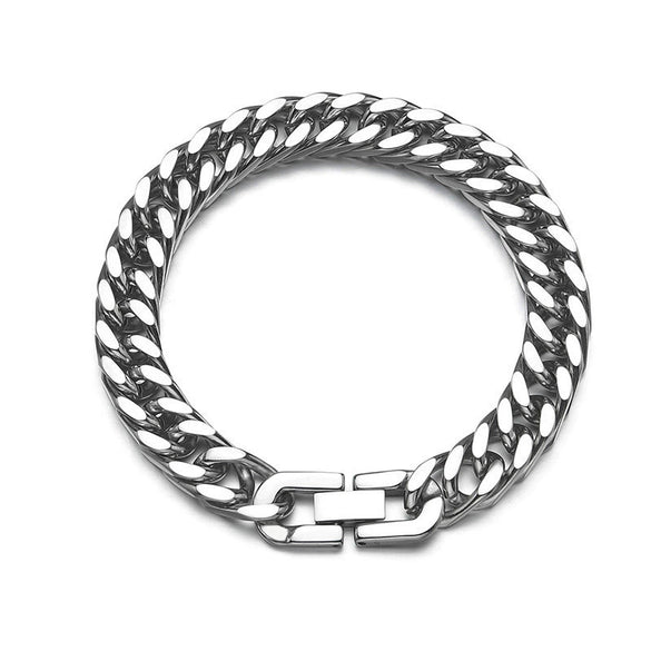 Unisex Geometric Cuban Link Necklace In Polished Stainless Steel With Double Weave Design And Clasp Closure