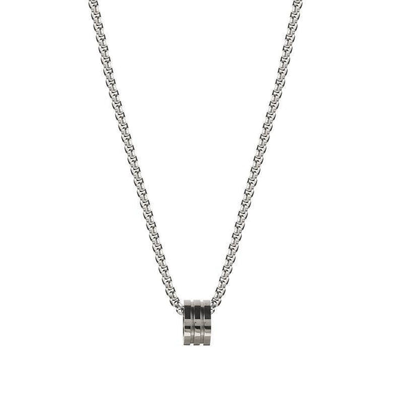 Unisex Geometric Cylinder Pendant Necklace In Polished Stainless Steel With Titanium Steel Pendant Minimalist Hiphop Jewelry