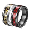 Unisex Geometric Dragon Pattern Tungsten Steel Ring With Smooth Electroplated Finish For Wholesale