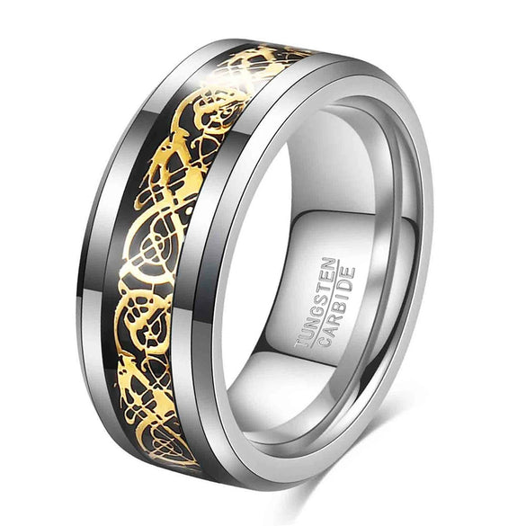 Unisex Geometric Dragon Pattern Tungsten Steel Ring With Smooth Electroplated Finish For Wholesale