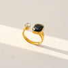 Unisex Geometric Electroplated Water Drop Shaped Zircon Adjustable Open Index Finger Ring