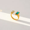 Unisex Geometric Electroplated Water Drop Shaped Zircon Adjustable Open Index Finger Ring