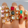 Unisex Geometric Electroplated Water Drop Shaped Zircon Adjustable Open Index Finger Ring