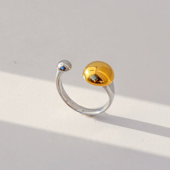 Unisex Geometric Electroplated Water Drop Shaped Zircon Adjustable Open Index Finger Ring