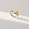 Unisex Geometric Electroplated Water Drop Shaped Zircon Adjustable Open Index Finger Ring