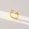 Unisex Geometric Electroplated Water Drop Shaped Zircon Adjustable Open Index Finger Ring