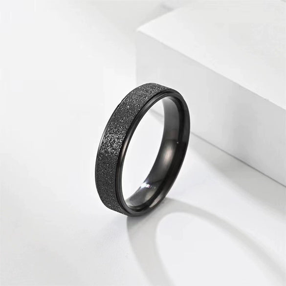 Unisex Geometric Frosted Titanium Steel Ring With Rose Gold Electroplated Finish Personality Style Jewelry