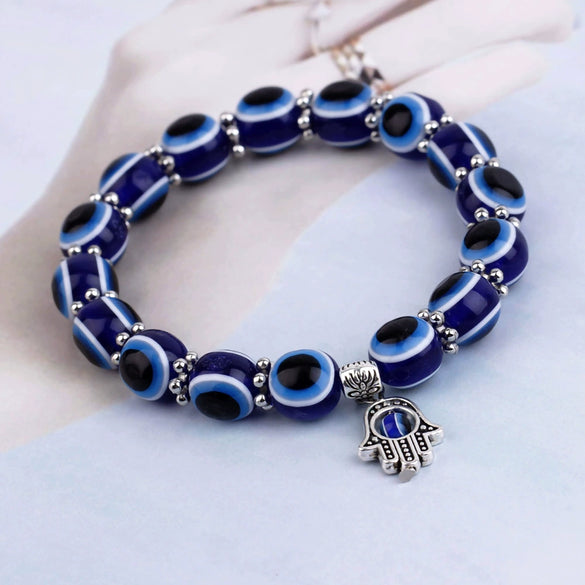 Unisex Geometric Glass And Glaze Beaded Bracelet With Sculpture Design