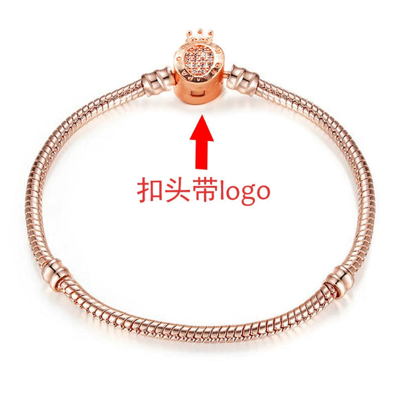 Unisex Geometric Metal Electroplated Snake Bone Bracelet With Crown Zircon And Logo Diy