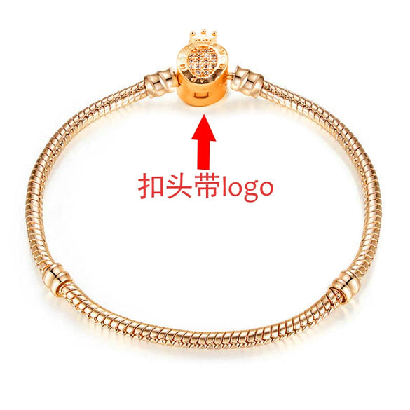Unisex Geometric Metal Electroplated Snake Bone Bracelet With Crown Zircon And Logo Diy