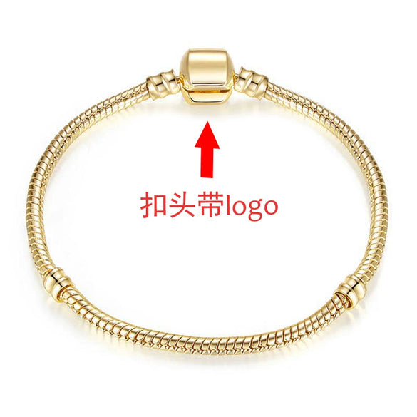 Unisex Geometric Metal Electroplated Snake Bone Bracelet With Crown Zircon And Logo Diy