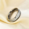 Unisex Geometric Polished Tungsten Steel Ring With Frosted Meteoriteinspired Goldtone Sphere Pattern