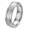 Unisex Geometric Polished Tungsten Steel Ring With Frosted Meteoriteinspired Goldtone Sphere Pattern