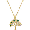 Unisex Geometric Stainless Steel And Copper Tree Of Life Full Diamond Necklace