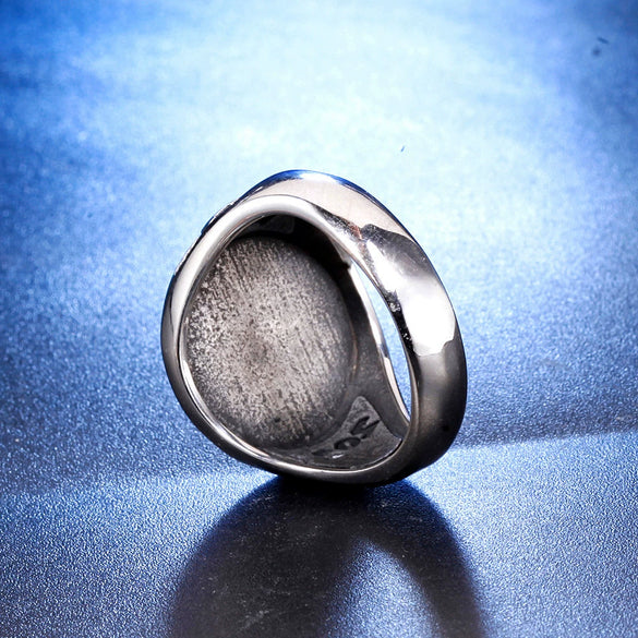 Unisex Geometric Stainless Steel Ring With Oiled Finish Casual Stress Relief Jewelry Accessory