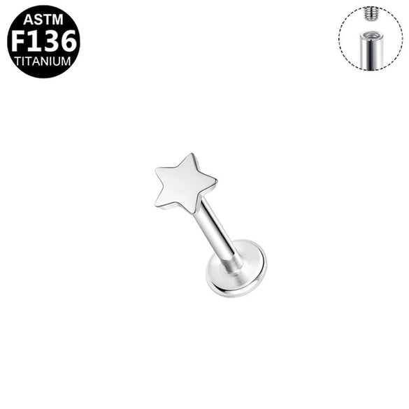 Unisex Geometric Titanium Alloy And Copper Stainless Steel Electroplated Earring And Lip Nail With Star Moon Lightning Pattern