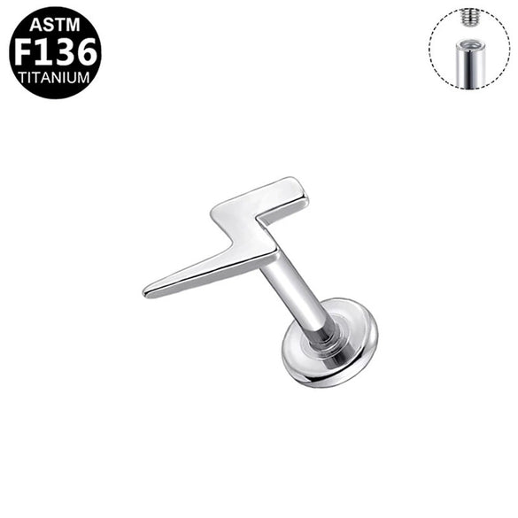 Unisex Geometric Titanium Alloy And Copper Stainless Steel Electroplated Earring And Lip Nail With Star Moon Lightning Pattern