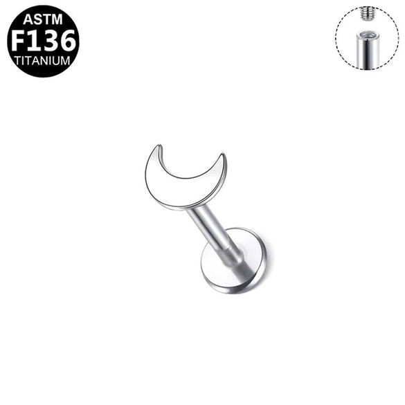 Unisex Geometric Titanium Alloy And Copper Stainless Steel Electroplated Earring And Lip Nail With Star Moon Lightning Pattern