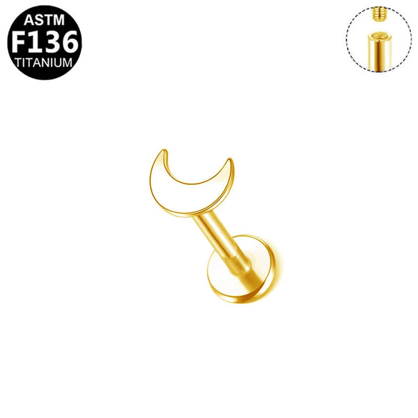 Unisex Geometric Titanium Alloy And Copper Stainless Steel Electroplated Earring And Lip Nail With Star Moon Lightning Pattern