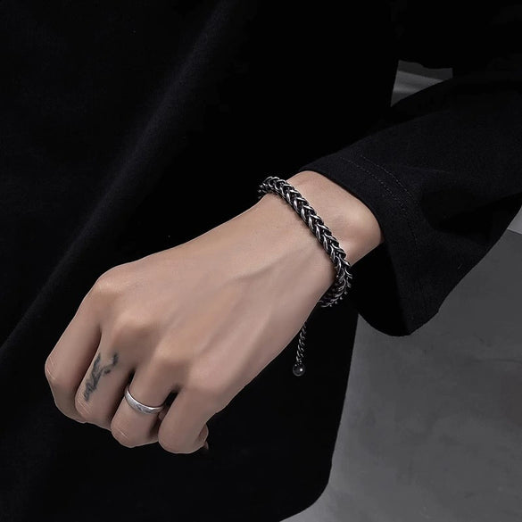 Unisex Geometric Titanium Steel Bracelet With Electroplated Finish Retro Minimalist Personality Jewelry Accessory