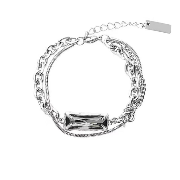 Unisex Geometric Titanium Steel Layered Wrap Bracelet With Electroplated Finish Trendy Hiphop Jewelry
