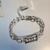 Unisex Geometric Titanium Steel Layered Wrap Bracelet With Electroplated Finish Trendy Hiphop Jewelry